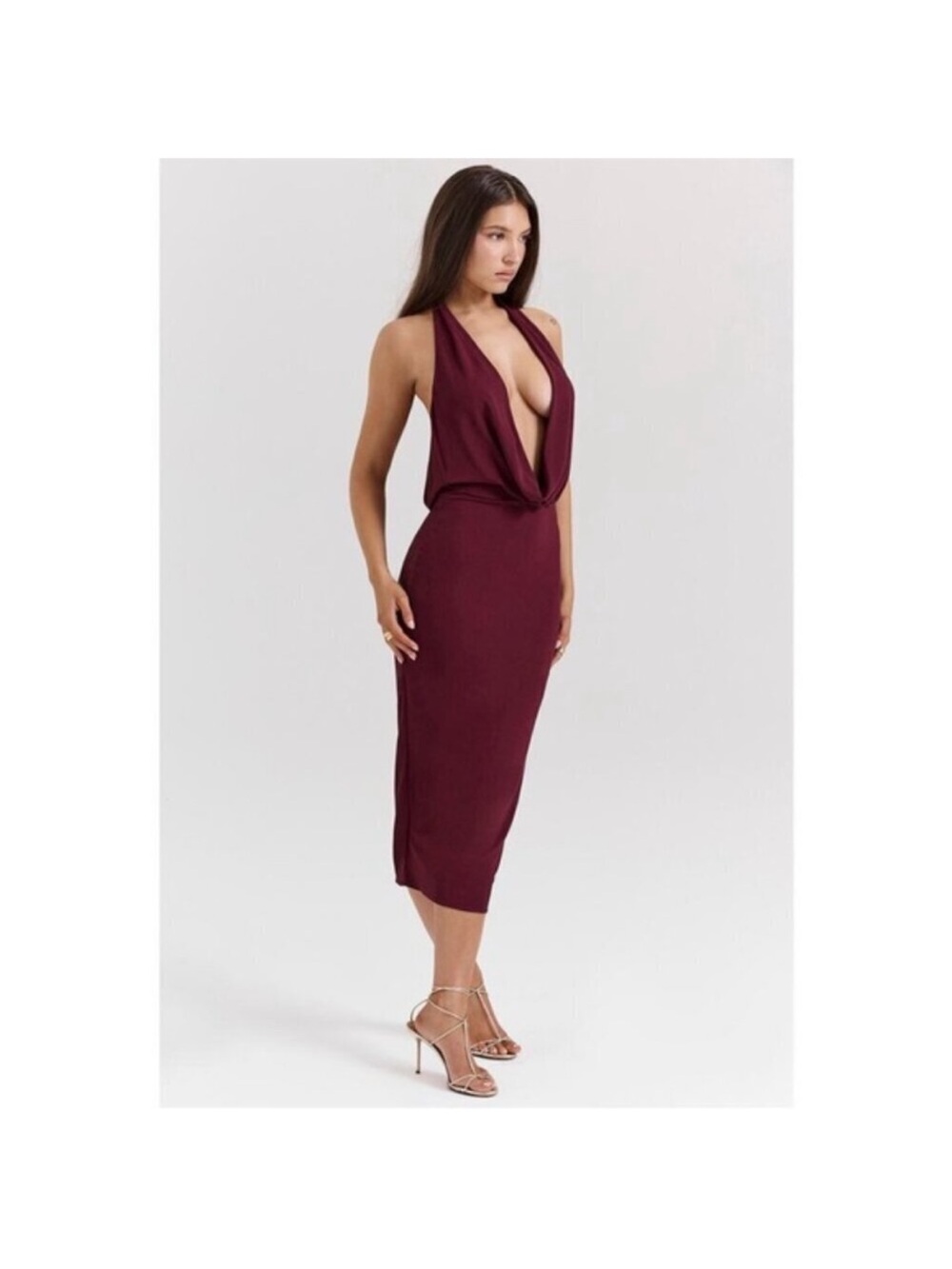 House of CB Florentina Halter Midi Dress in Port Royale Size Small - Picture 2 of 8